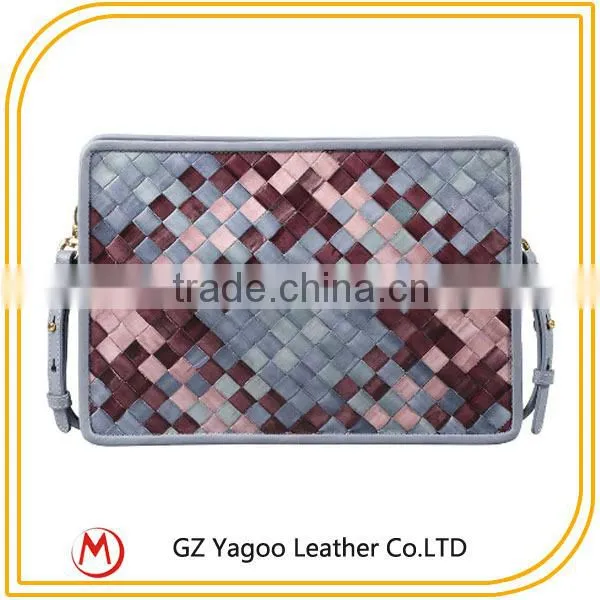 latest handicraft acrylic leather clutch bag