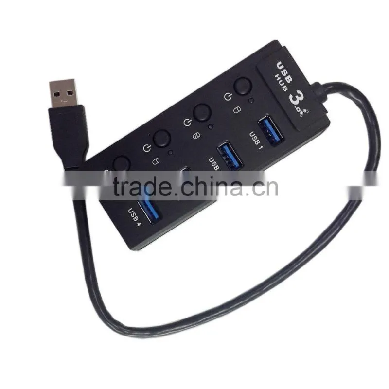 Powered USB 3.0 4-Port Compact Hub 5Gbps Transfer Rate with a Built-in 12" USB 3.0 Cable
