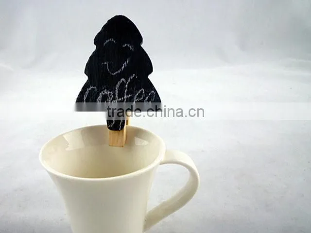 Tree Shape Dark Black Slate Tag Clip