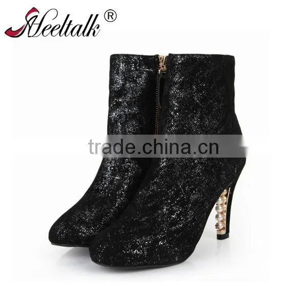 Custom made wholesale black high heel boot women platform boots
