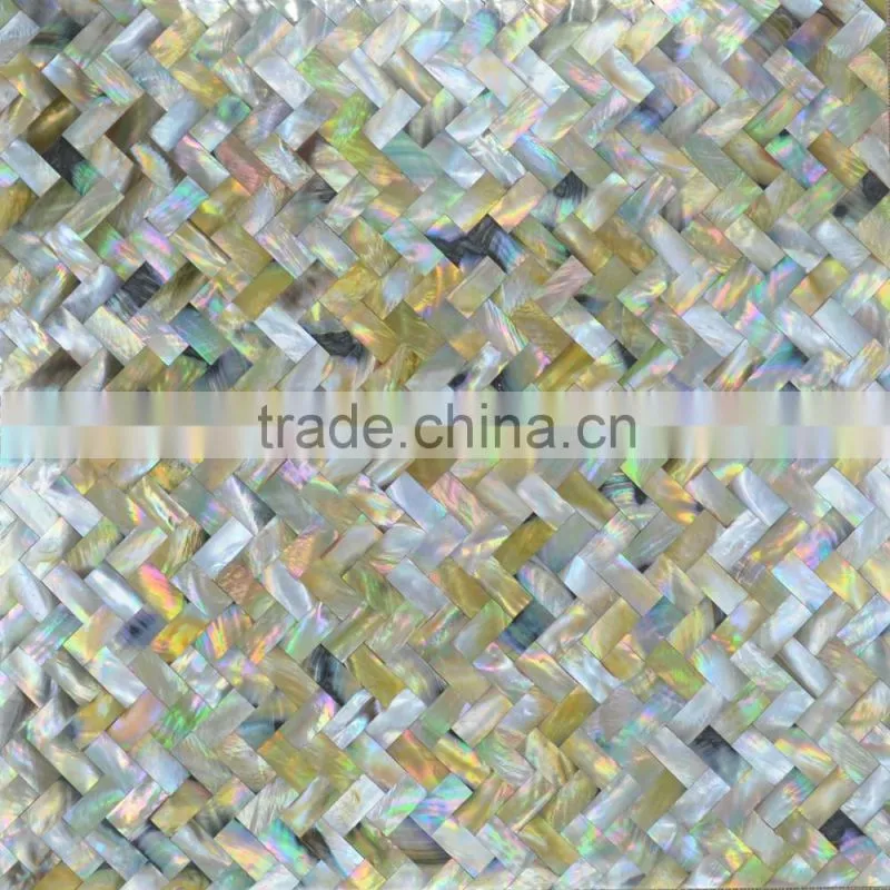 Herringbone brownlip sea mother of pearl, mosaic panel,bathroom wall tile
