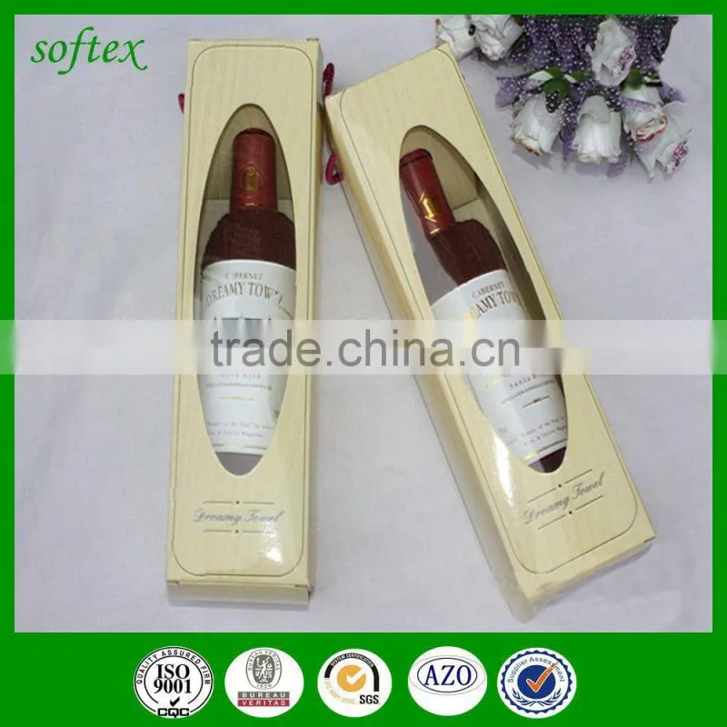 Gift wedding cake towel bottle shape of wine Red towels wine bottle towel cake