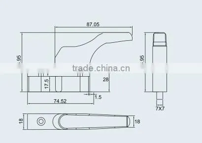Aluminium door pull handle DTA014
