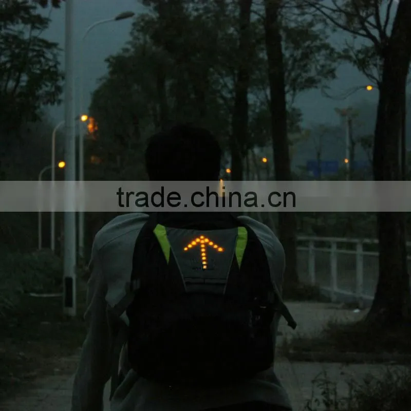 Reflective Flashing LED backpack Luminous Safety Warning Direction cycling/Hiking Backpack with Turn Signal secutiry pilot