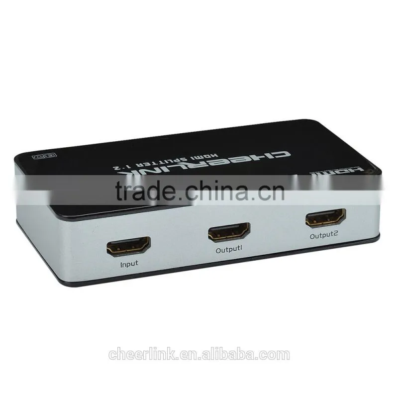 hot sell CHEERLINK Full 1080P HD/3D HDMI Splitter 1x2 / remote control/black