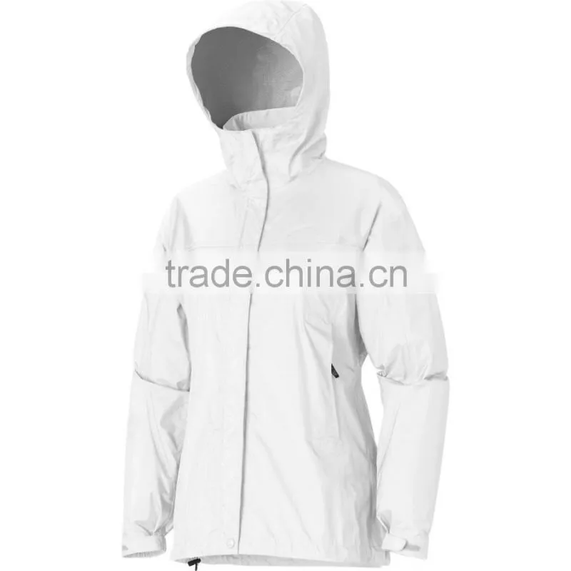 Hooded lightweight women's plain rain jacket