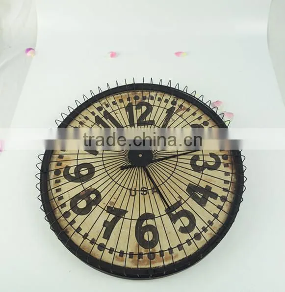 French antique black iron wall clock for home decor