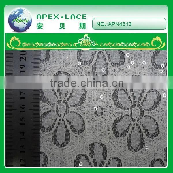 APN4511- sequence lace fabric/jacquard nylon lace fabric/guangzhou fabric market