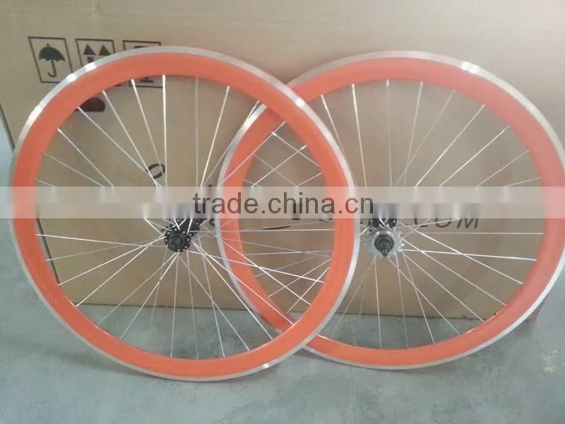 2016 hot selling aluminum alloy wheel set fixed gear wheelset filpflop hub cnc wheelset china wheelset factory