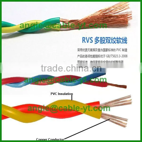 BC or TC conductor 2*2.5mm Twisted Pair Flexible Cable Wire with PVC Insulation