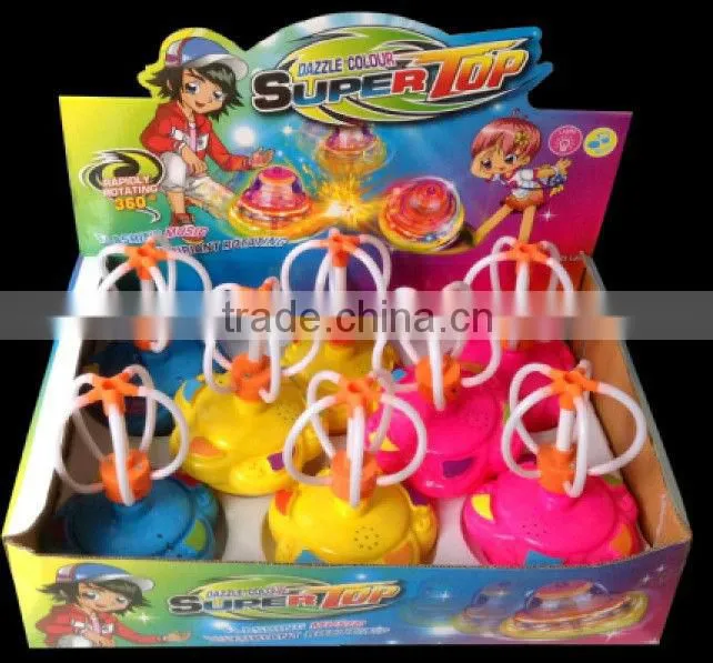 Plastic magic gyro fan spinning top with light music