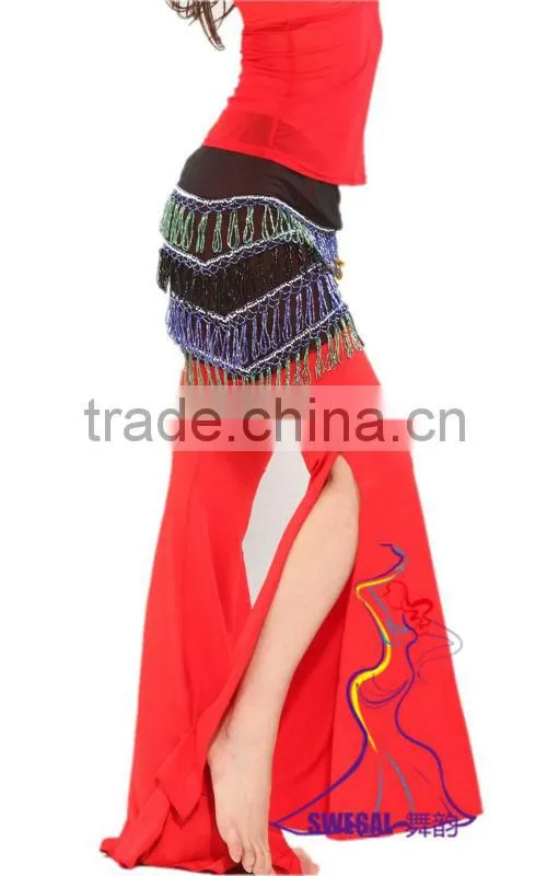 SWEGAL tassels belly dance hip scarf,professional egyptian belly dance scarf SGBDJ13035