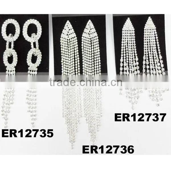 glitter design rhinestone wedding earrings