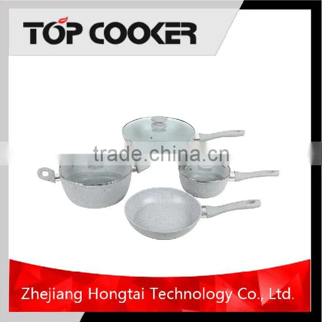 induction marble coating cookware sets with glass lid