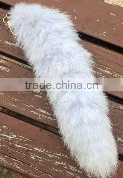 Natural Silver Fox Tail Fur Keychain / Fox Fur Tail keychain / Dye Colorful Fox Tail Keychain