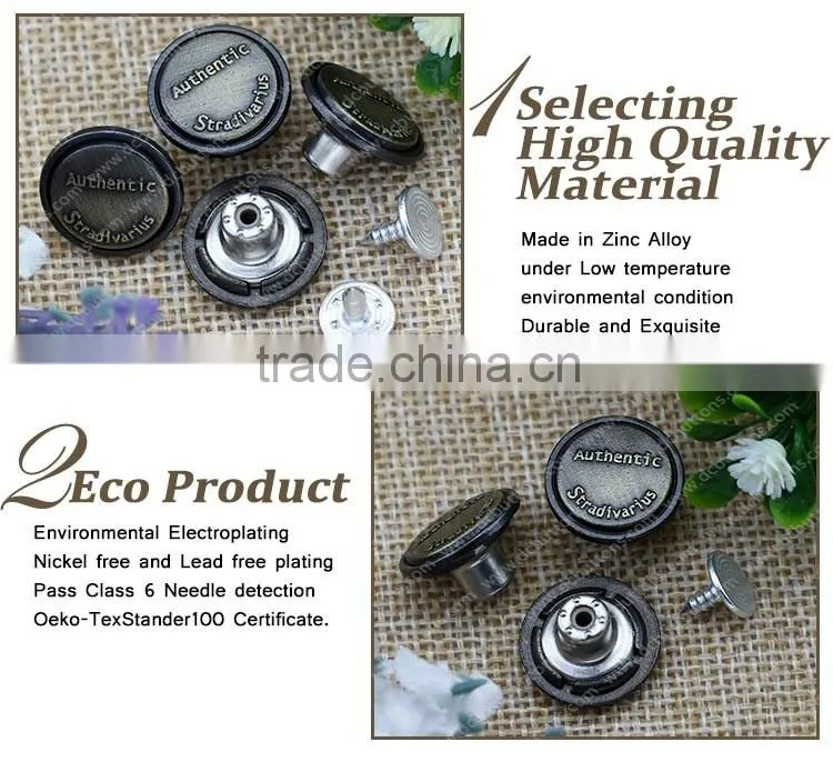 Garment Button for Sale, Denim Metal Buttons for Coats
