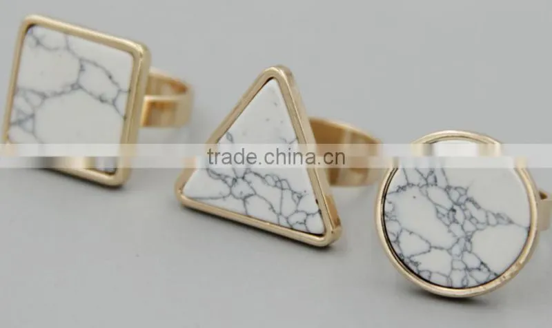 Black and White Turquoise alloy ring with different shapes