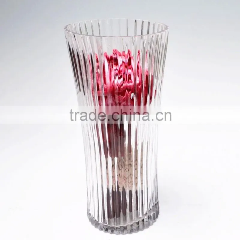 Unique Decorative Flower Tall Clear Large Flower Oval Glass Stemmed Vase