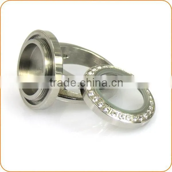 Wholesale Stainless steel glass locket ring