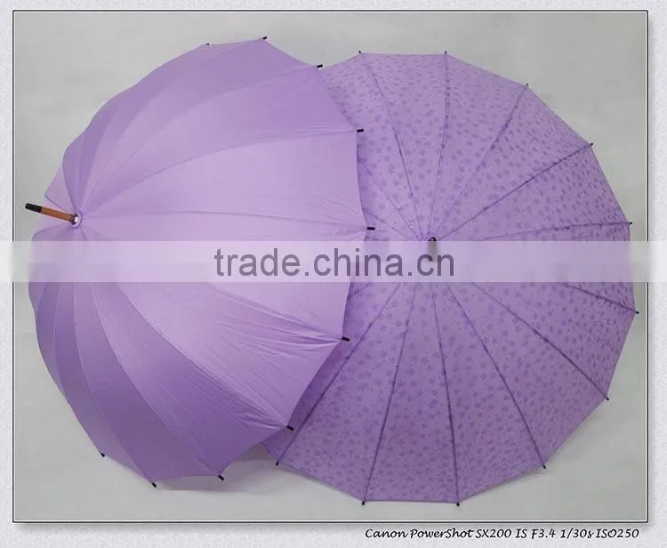 23"*16k Manual open wooden staight umbrella