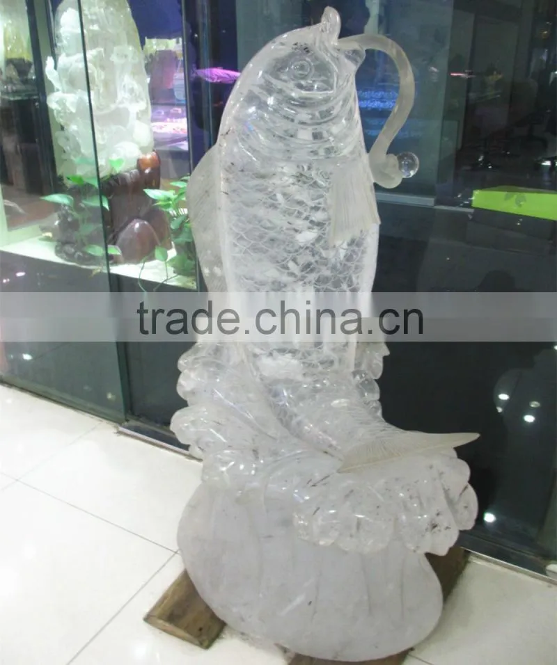 Animal design fish shaped transparent crystal fish crystal carving fish