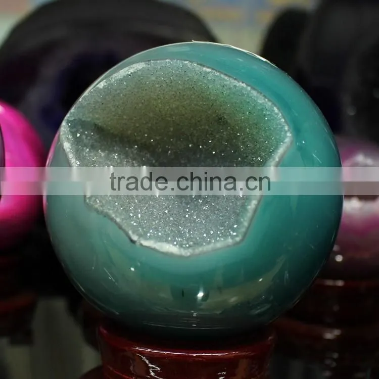 Natural polished agate geode balls