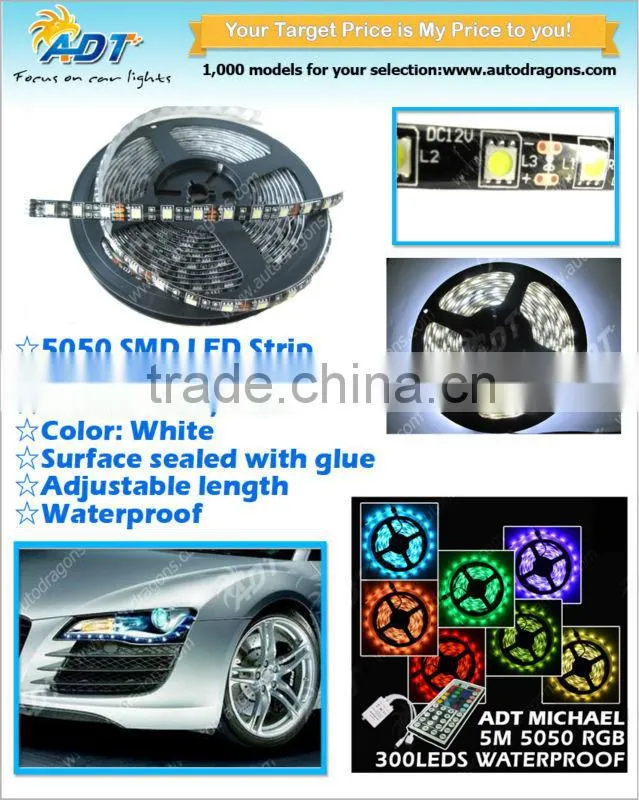 Hot Waterproof 12V 5M flexible 5M 300led 5050 smd led light strip