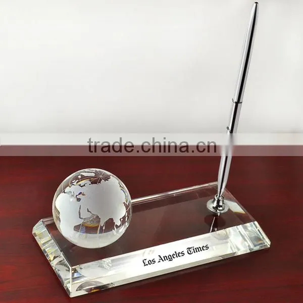 Crystal Globe Pen Stand Set for Office OSM021