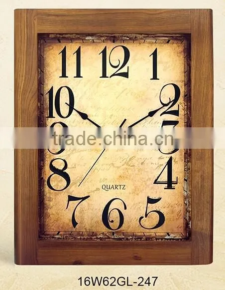 rectangled oak wooden wall clock decoration items