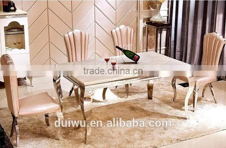 Thickness 20mm natual marble inlay dining metal table