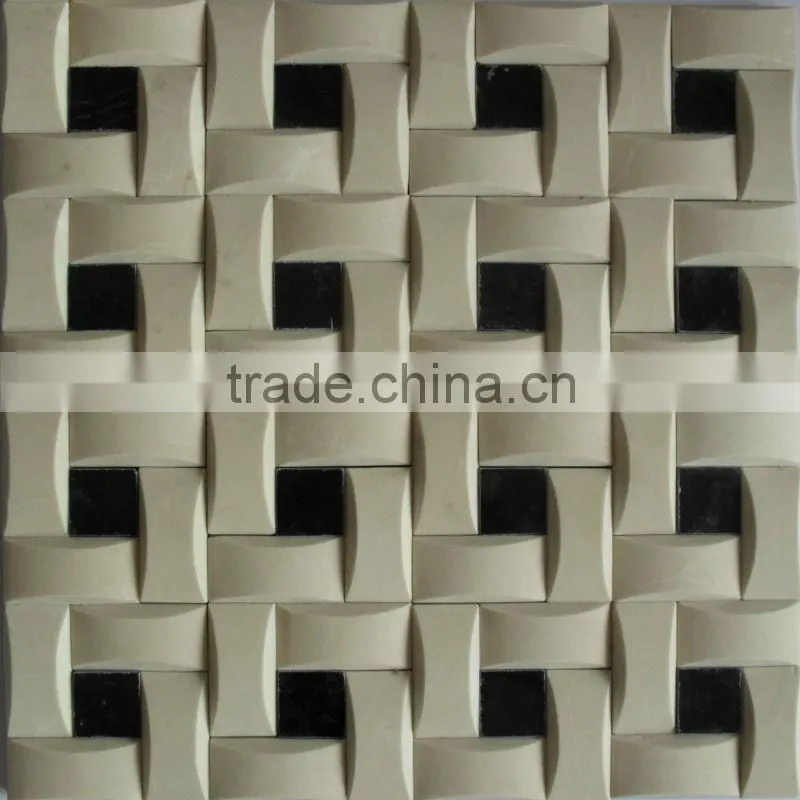 shaped non-cracked marble 3d mosaic tiles