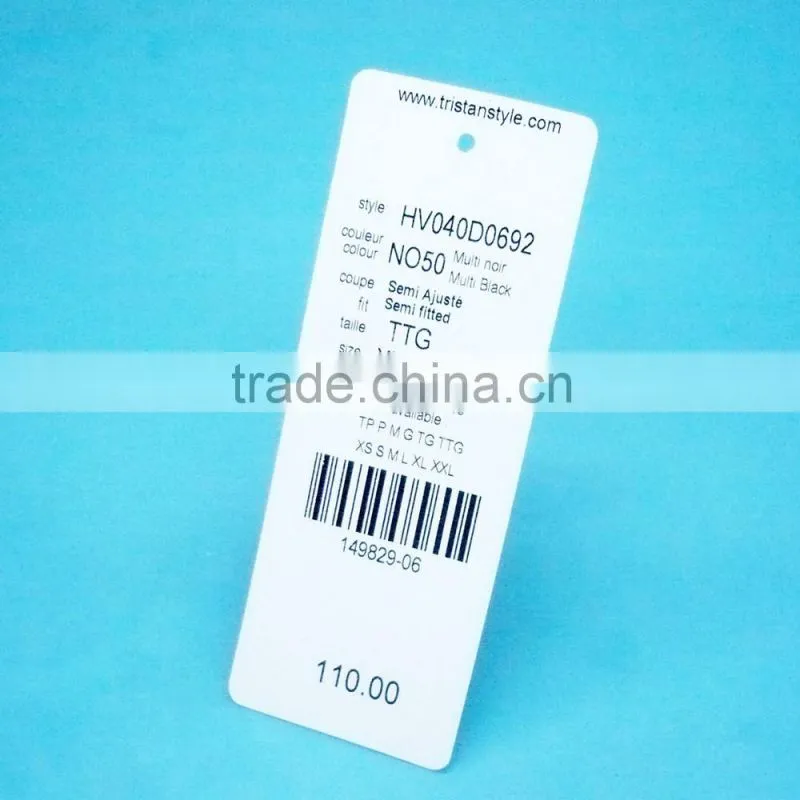 Barcode Hang Tag For Garment
