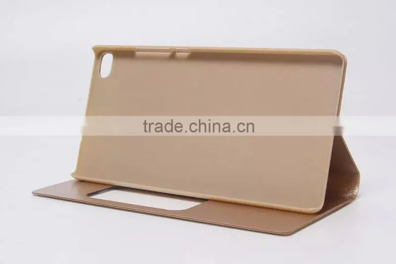 OEM&ODM high quality fashion design wallet view can stand leather cell phone case for Huawei Ascend P8