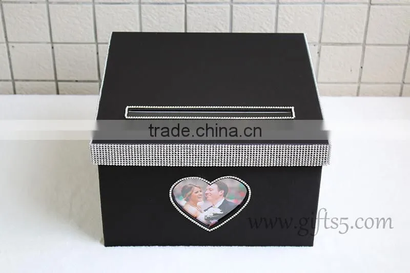 Elegant black wedding money box in handmade with photo frame wedding decorations