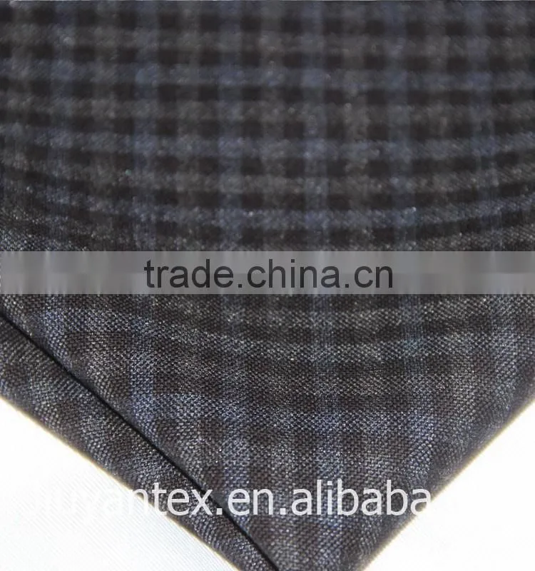 JY-1614 hot sale plain weave small checks design printed t82 r18 suiting fabric China supplier Jiuyan OEKO-TEX Standard 100