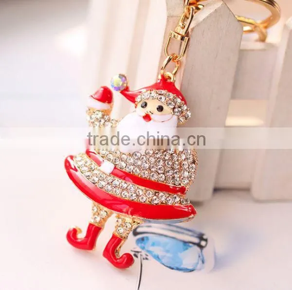 2014 Latest Cute Rhinestone Drip Santa Claus Keychain , Bag Pendant ZTKC-184