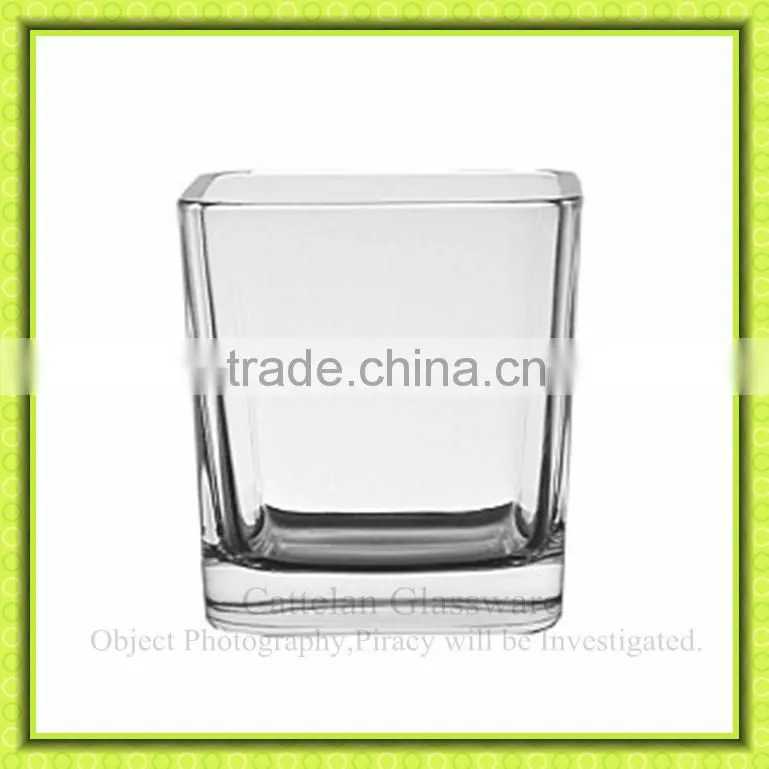 Square straight high clear glass vases glass flower pot eco-friendly feature for decoration