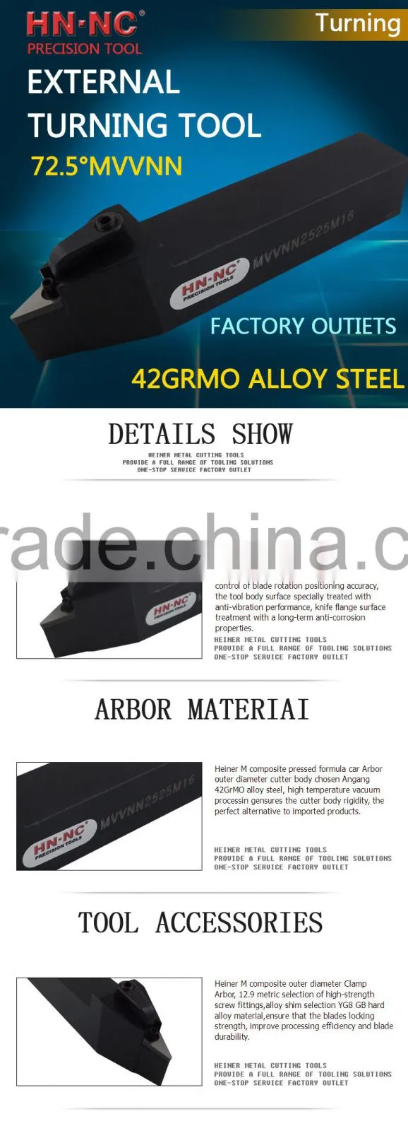 Indexable Carbide CNC car Arbor MVVNN1616H16