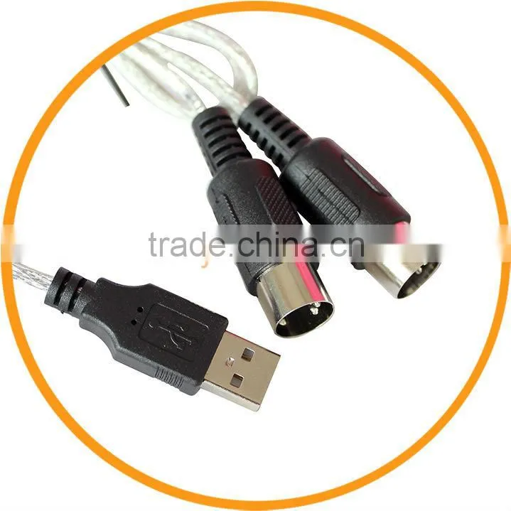 New USB IN-OUT MIDI Interface Cable Converter PC to Music Keyboard Adapter Cord from Dailyetech