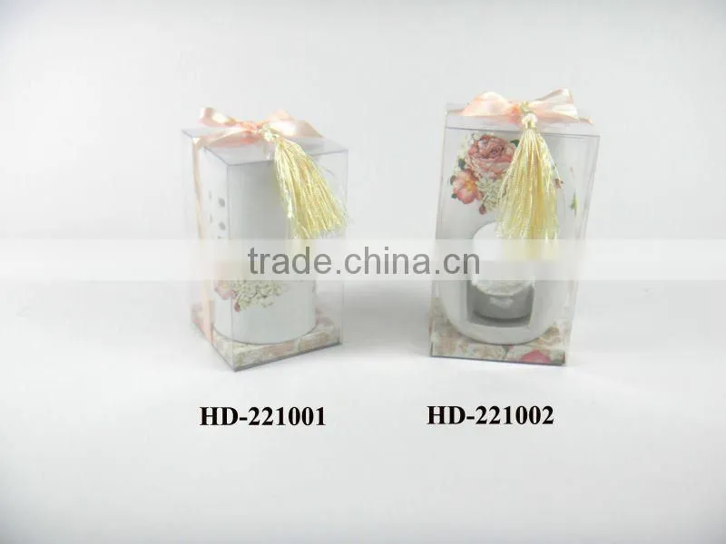 ceramic oil burner with decal flora design