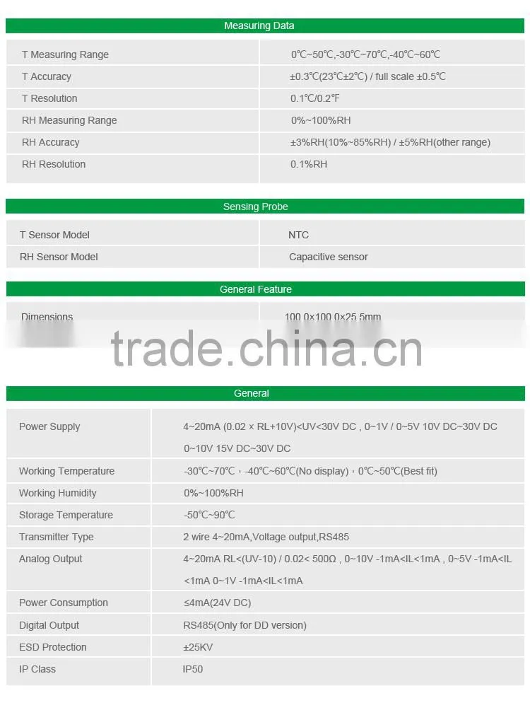 Wall Mount Temperature Humidity Meter Detector RS485 DST1000 Temperature Humidity Transmitter For HVAC