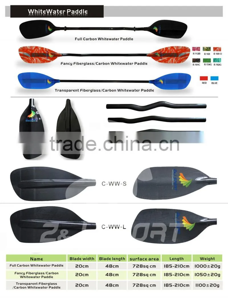 Red Fiberglass Whitewater Paddle Kayak