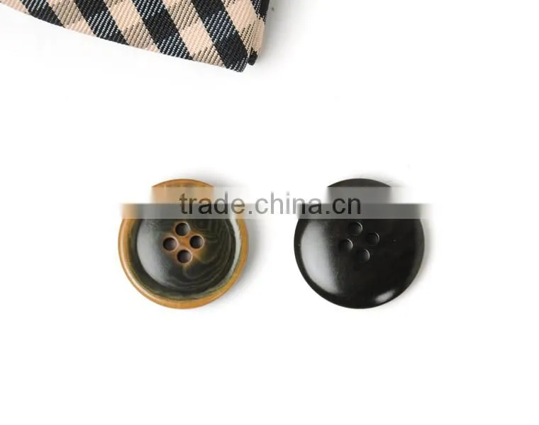 Fancy 4 Holes Burnt Black Natural Corozo(Ivory)Nut Suit Button