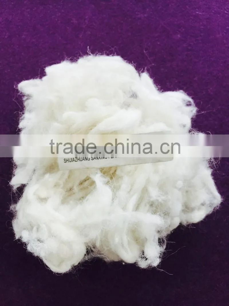 fine sheep woolwaste 27mic & 30-50mm, natural white color