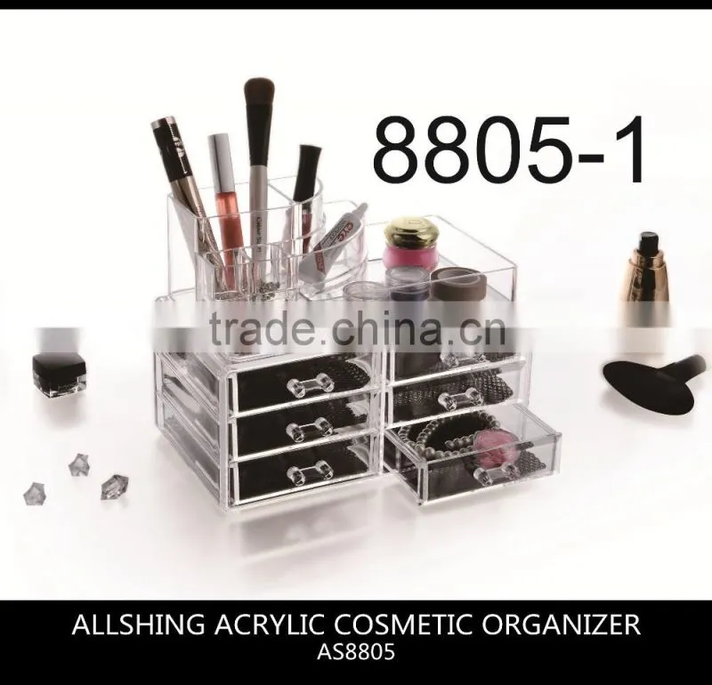 Wholesale six tiers acrylic drawer storage organizer for the acrylic makeup organizer/Acrylic Deco Cosmetic Organizer
