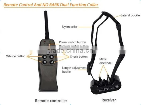 1000m Remote Control Dog Training Collar With No Bark Dual Function