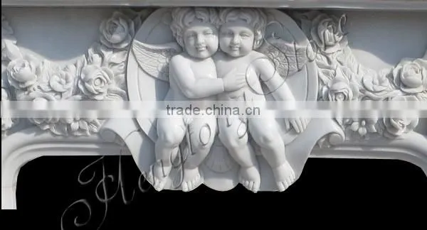 White Marble Fireplace Surround with Angel Statue