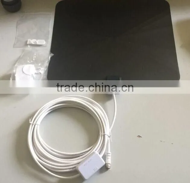 Digital Indoor TV Antenna With Amplifier Flat High Gain DVB-T/T2 VHF/UHF Amplified TV Antenna 50 Miles Range