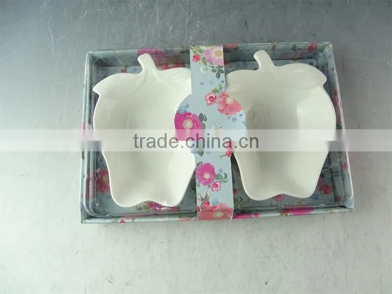Porcelain white ceramic apple shape dishes / bowls / gift package promotion