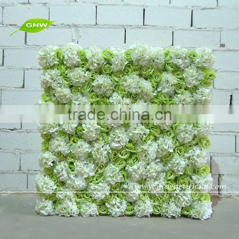 FLW1508 GNW 3ft Ivory Flower Wall in Silk Artificial Rose and Hydrangea flowers for wedding stage deocoration